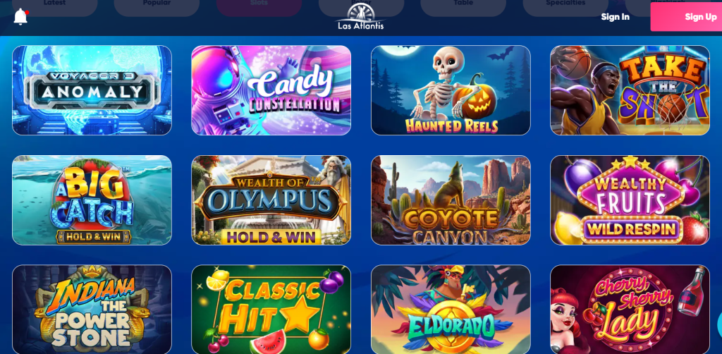 Overview of Las Atlantis Casino Games