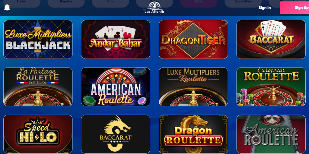 Overview of Las Atlantis Casino Games 2